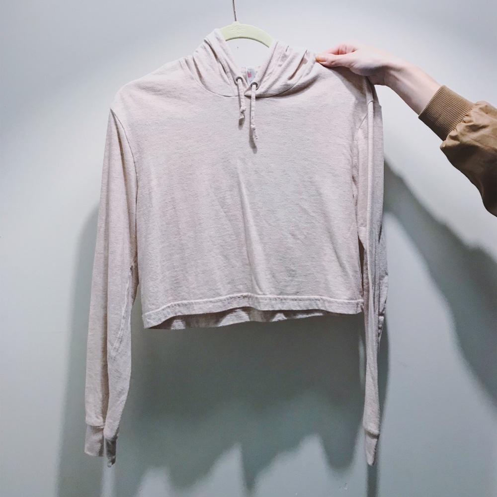 American Apparel Baby Pink Cropped Hoodie (M)